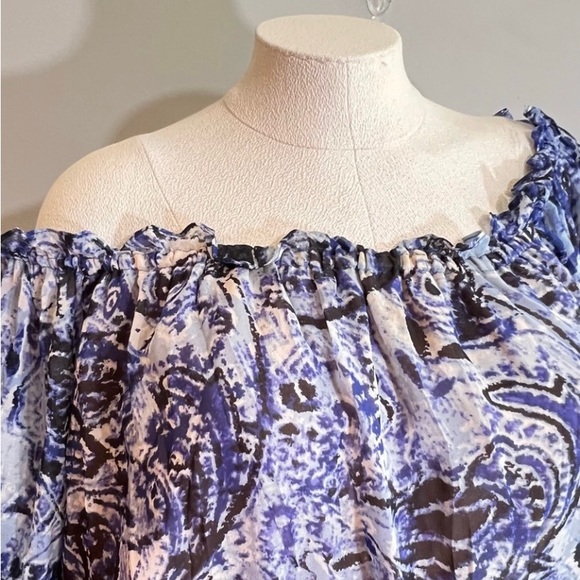 BCBG Max Azria Ellie off the shoulder maxi dress in blue sapphire combo medium - Picture 5 of 6